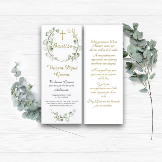 Oraciones Cortas Bautizo Tarjeta Menükarte