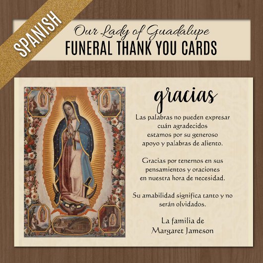 Oraciones Fúnebres con Nuestra Señora de Guadalupe Dankeskarte
