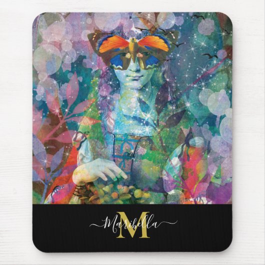 Oracle Cards Bohemisches Yoga Monogramm Mousepad (Vorne)