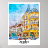 Oradea Rumänien Reisen Wasserfarbenhandzeichnung Poster (Vorne)