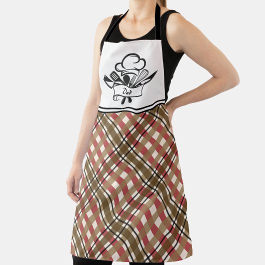 Oragne & Tan Karierte Personalisierte Schürze (InSitu)