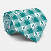 Oral Cancer Awareness Plaid Teal Ribbon Krawatte (Gerollt)
