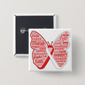 Oraler Krebs Schmetterling Collage of Words Button (Vorne & Hinten)