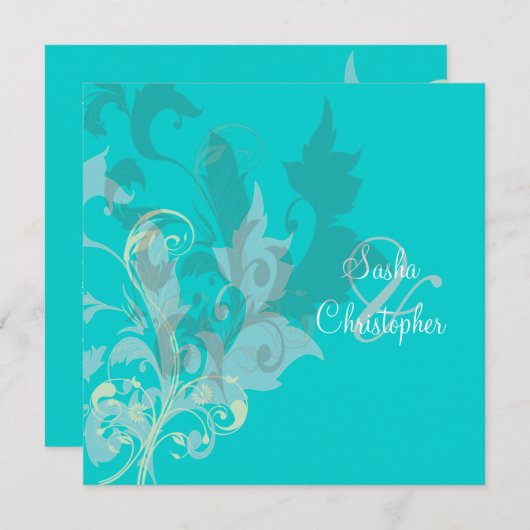 Oramental Blätter/Wirbel Hochzeitseinladungen Einladung (Vorne/Hinten)