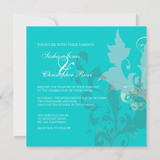 Oramental Blätter/Wirbel Hochzeitseinladungen Einladung (Rückseite)