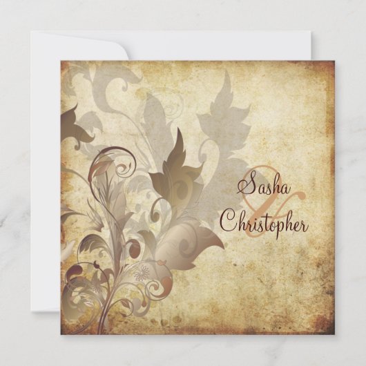 Oramentale Blätter/Wirbel/Vintage Einladungen (Vorderseite)