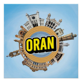 Oran city Algeria tiny little planet landmark arch Poster
