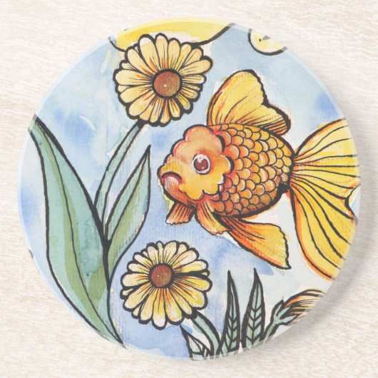 Oranda Extravagant Goldfish Illustration Getränkeuntersetzer (Vorne)