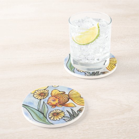 Oranda Extravagant Goldfish Illustration Getränkeuntersetzer (Seite)