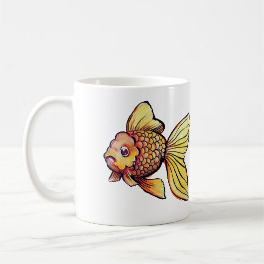 Oranda Extravagant Goldfish Illustration Kaffeetasse (Links)