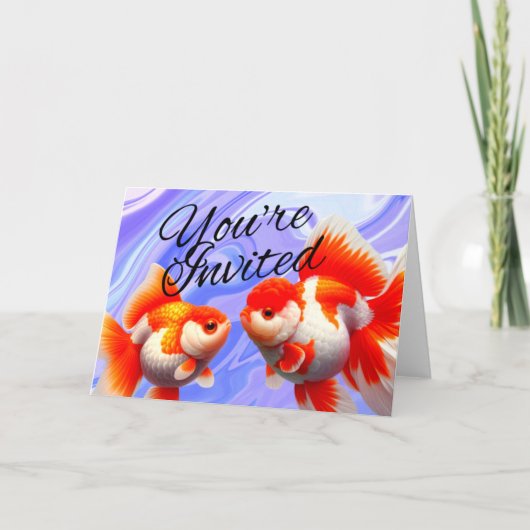 Oranda Goldfish Aquarium Party Einladung (Vorderseite)