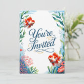 Oranda Goldfish Hochzeitsfeier Einladung (Stehend Vorderseite)