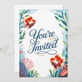 Oranda Goldfish Hochzeitsfeier Einladung (Vorne/Hinten)