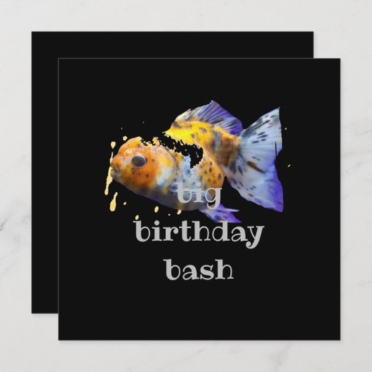 Oranda/Ranchu/Lionhead abstrakter Goldfisch Einladung (Vorne/Hinten)