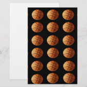 Oranes schwarzes Basketballmuster, Briefpapier (Vorne/Hinten)