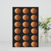 Oranes schwarzes Basketballmuster, Briefpapier (Stehend Vorderseite)