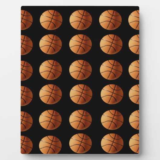Oranes schwarzes Basketballmuster, Fotoplatte (Vorderseite)