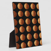 Oranes schwarzes Basketballmuster, Fotoplatte (Seite)