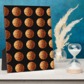 Oranes schwarzes Basketballmuster, Fotoplatte (Seite)