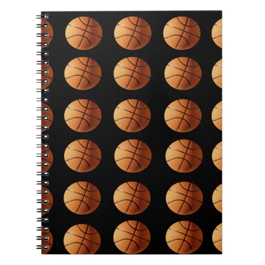 Oranes schwarzes Basketballmuster, Notizblock (Vorderseite)