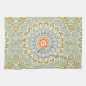 Oranes und Aquamarines Mandala-Muster mit Goldakze Geschirrtuch (Horizontal)