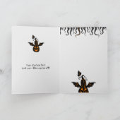 Orang & Black Happy Halloween Flying Pumpkin Karte (Innenseite)