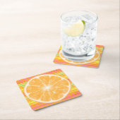 Orang Citrus Slice auf Streifen Rechteckiger Pappuntersetzer (Vor Ort)