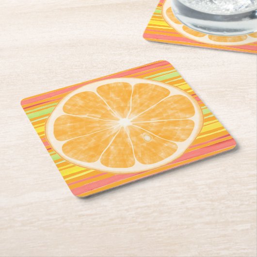 Orang Citrus Slice auf Streifen Rechteckiger Pappuntersetzer (angewinkelt)