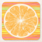 Orang Citrus Slice auf Streifen Rechteckiger Pappuntersetzer (Vorderseite)