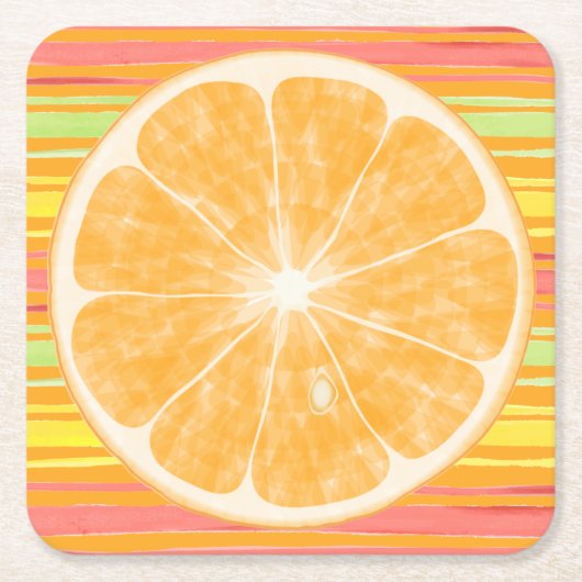 Orang Citrus Slice auf Streifen Rechteckiger Pappuntersetzer (Vorderseite)