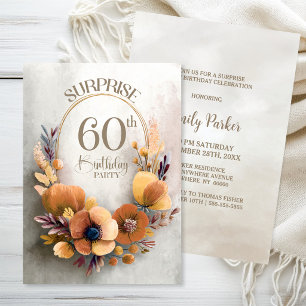 Orang Floral Surprise 60. Geburtstagsfeier Einladung