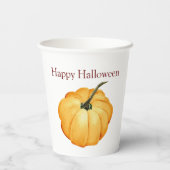Orang Kürbis Aquarellfarbe Glückliches Halloween. Pappbecher (Rückseite)