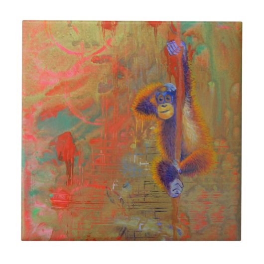 Orang-Utan abstrakt Fliese (Vorderseite)