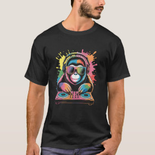 Orang-Utan-Affe DJ Plattenspieler EDM Synthesizer T-Shirt