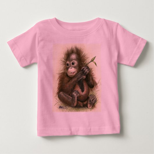 Orang-Utan Baby mit Blätter Baby T-shirt (Vorderseite)