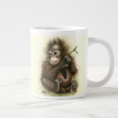 Orang-Utan Baby mit Blätter Jumbo-Tasse (Rechts)