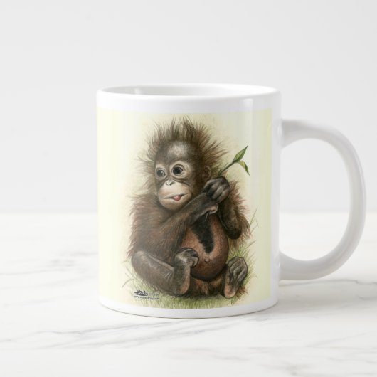 Orang-Utan Baby mit Blätter Jumbo-Tasse (Rechts)