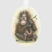 Orang-Utan Baby mit Blätter Ornament (Rückseite)