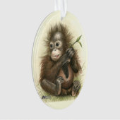 Orang-Utan Baby mit Blätter Ornament (Vorderseite)