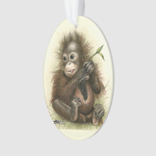 Orang-Utan Baby mit Blätter Ornament (Vorderseite)