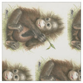 Orang-Utan Baby mit Blätter Stoff (Muster)