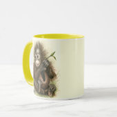 Orang-Utan Baby mit Blätter Tasse (Vorderseite Links)