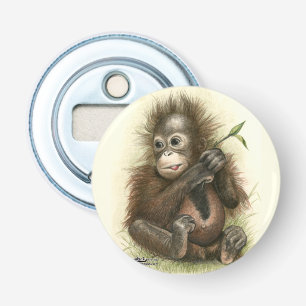 Orang-Utan-Baby mit Blättern Flaschenöffner