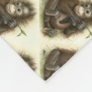 Orang-Utan-Baby mit Blättern Fleecedecke
