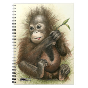 Orang-Utan-Baby mit Blättern Notizblock