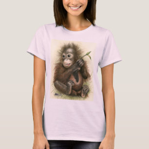 Orang-Utan-Baby mit Blättern T-Shirt