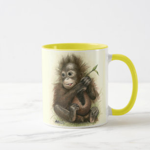 Orang-Utan-Baby mit Blättern Tasse