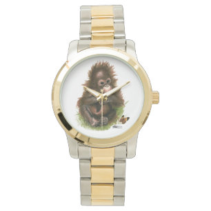 Orang-Utan-Baby und Schmetterling Armbanduhr