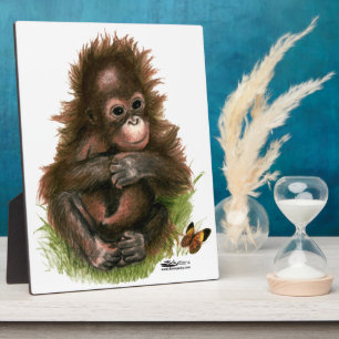 Orang-Utan-Baby und Schmetterling Fotoplatte