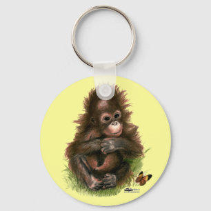 Orang-Utan-Baby und Schmetterling Schlüsselanhänger